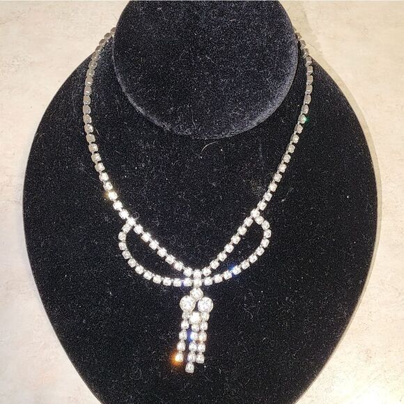 VINTAGE ART DECO HIGH END RHINESTONE RUNWAY 15" NECKLACE - Picture 4 of 5